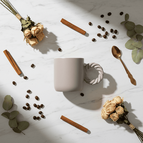 Ceramic Mug with Elegant Twisted Rope Handle | 300ml | Beige,Cream | - Al Kabayel Discount CentreCeramic Mug with Elegant Twisted Rope Handle | 300ml | Beige,Cream |MugsAKDCAl Kabayel Discount Centre