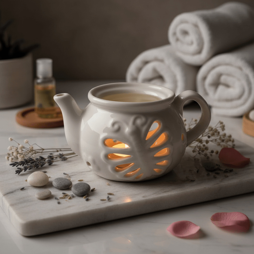 Ceramic Oil Burner Classic Teapot Design 7×7 cm - White / Blue - Al Kabayel Discount CentreCeramic Oil Burner Classic Teapot Design 7×7 cm - White / BlueHome Décor AccentsAKDCAl Kabayel Discount Centre