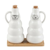 Ceramic Oil & Vinegar Bottle Set with Bamboo Tray 19cm - Al Kabayel Discount CentreCeramic Oil & Vinegar Bottle Set with Bamboo Tray 19cmOil DispensersAKDCAl Kabayel Discount Centre