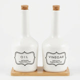 Ceramic Oil & Vinegar Bottle Set with Bamboo Tray 21 cm - Al Kabayel Discount CentreCeramic Oil & Vinegar Bottle Set with Bamboo Tray 21 cmOil DispensersAKDCAl Kabayel Discount Centre