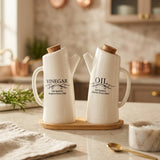 Ceramic Oil & Vinegar Bottle Set with Bamboo Tray - Al Kabayel Discount CentreCeramic Oil & Vinegar Bottle Set with Bamboo TrayOil DispensersAKDCAl Kabayel Discount Centre