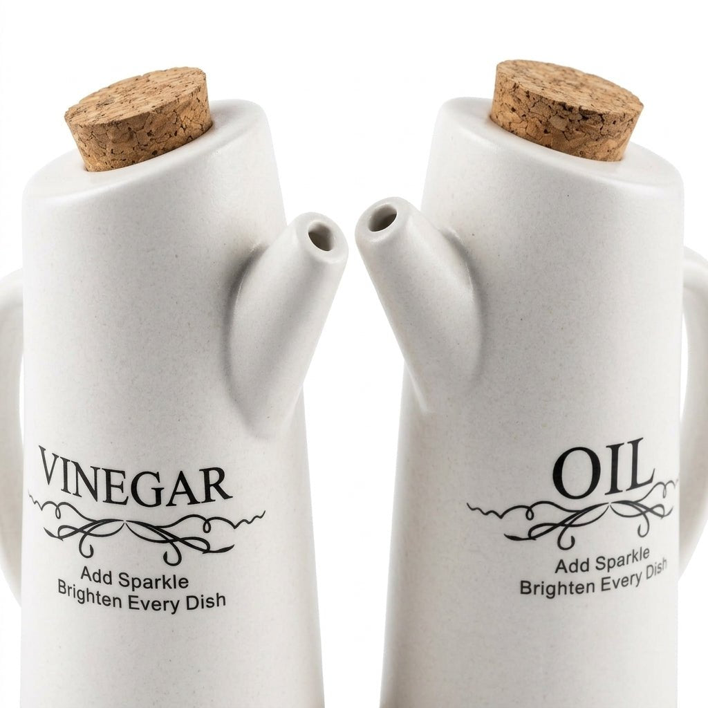 Ceramic Oil & Vinegar Bottle Set with Bamboo Tray - Al Kabayel Discount CentreCeramic Oil & Vinegar Bottle Set with Bamboo TrayOil DispensersAKDCAl Kabayel Discount Centre