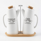 Ceramic Oil & Vinegar Bottle Set with Bamboo Tray - Al Kabayel Discount CentreCeramic Oil & Vinegar Bottle Set with Bamboo TrayOil DispensersAKDCAl Kabayel Discount Centre