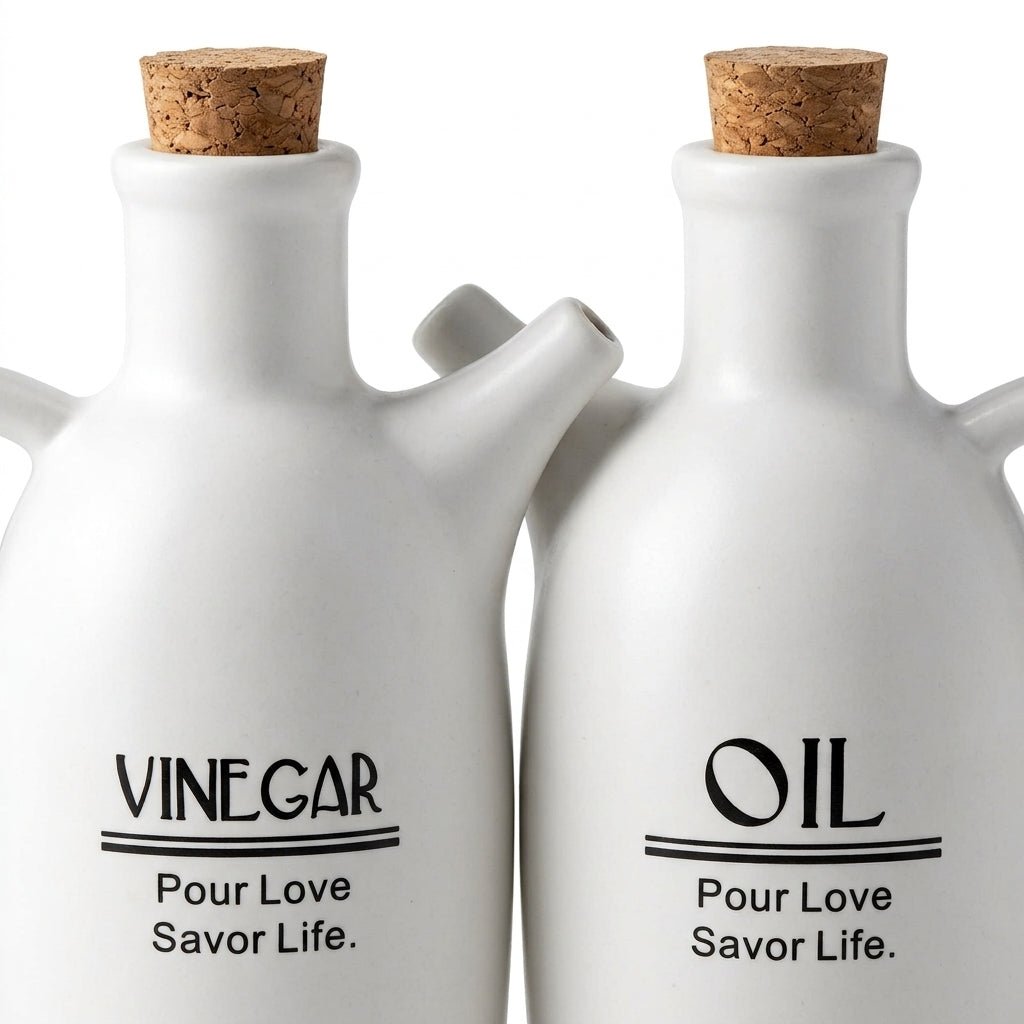 Ceramic Oil & Vinegar Bottle Set with Tray 17 cm - Al Kabayel Discount CentreCeramic Oil & Vinegar Bottle Set with Tray 17 cmOil DispensersAKDCAl Kabayel Discount Centre
