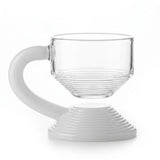 RAZ Levita 18-Piece Tea & Coffee Glass Set | Floating Handle | 6 Large Cups, 6 Small Cups & 6 Saucers | White