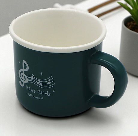 CFLOWER Porcelain Mug 400ml – Dark Green Happy Melody Theme Cup, Artistic & Modern Design for Relaxing Coffee Moments - Al Kabayel Discount CentreCFLOWER Porcelain Mug 400ml – Dark Green Happy Melody Theme Cup, Artistic & Modern Design for Relaxing Coffee MomentsMugsCFLOWERAl Kabayel Discount Centre