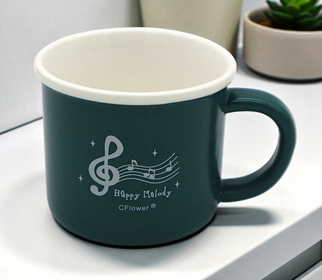 CFLOWER Porcelain Mug 400ml – Dark Green Happy Melody Theme Cup, Artistic & Modern Design for Relaxing Coffee Moments - Al Kabayel Discount CentreCFLOWER Porcelain Mug 400ml – Dark Green Happy Melody Theme Cup, Artistic & Modern Design for Relaxing Coffee MomentsMugsCFLOWERAl Kabayel Discount Centre