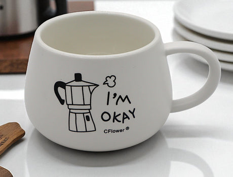CFLOWER Porcelain Mug 400ml – White Cup with “I’m Okay” Text Design, Simple & Inspiring Mug for Coffee and Tea Lovers - Al Kabayel Discount CentreCFLOWER Porcelain Mug 400ml – White Cup with “I’m Okay” Text Design, Simple & Inspiring Mug for Coffee and Tea LoversMugsCFLOWERAl Kabayel Discount Centre
