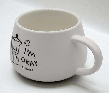 CFLOWER Porcelain Mug 400ml – White Cup with “I’m Okay” Text Design, Simple & Inspiring Mug for Coffee and Tea Lovers - Al Kabayel Discount CentreCFLOWER Porcelain Mug 400ml – White Cup with “I’m Okay” Text Design, Simple & Inspiring Mug for Coffee and Tea LoversMugsCFLOWERAl Kabayel Discount Centre