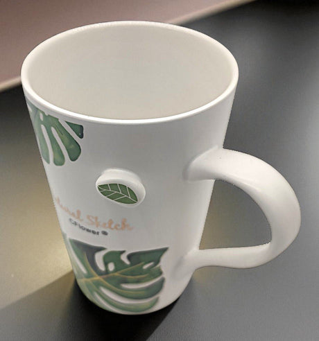 Cflower Porcelain Mug (White Colour) Leaf Design 400ml - Al Kabayel Discount CentreCflower Porcelain Mug (White Colour) Leaf Design 400mlMugsCFLOWERAl Kabayel Discount Centre