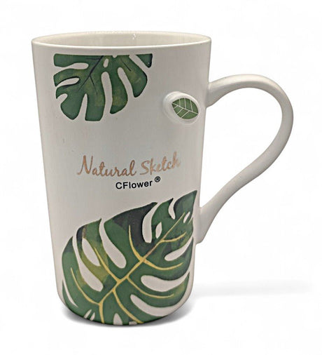 Cflower Porcelain Mug (White Colour) Leaf Design 400ml - Al Kabayel Discount CentreCflower Porcelain Mug (White Colour) Leaf Design 400mlMugsCFLOWERAl Kabayel Discount Centre