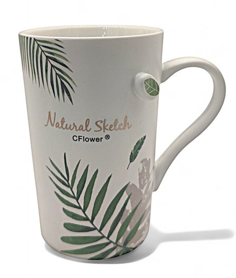 Cflower Porcelain Mug (White Colour) Nature Leaf Design 400ml - Al Kabayel Discount CentreCflower Porcelain Mug (White Colour) Nature Leaf Design 400mlMugsCFLOWERAl Kabayel Discount Centre