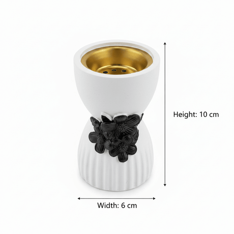 Chalk Incense Burner With Black Floral Accent- 10×6cm - White / Cream - Al Kabayel Discount CentreChalk Incense Burner With Black Floral Accent- 10×6cm - White / CreamIncense BurnersAKDCAl Kabayel Discount Centre