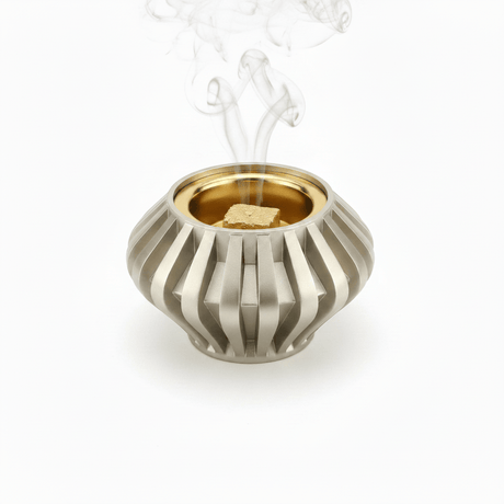 Champagne Gold Chalk Incense Burner | Ribbed Metal Mabkhara | 7cm - Al Kabayel Discount CentreChampagne Gold Chalk Incense Burner | Ribbed Metal Mabkhara | 7cmIncense BurnerAKDCAl Kabayel Discount Centre