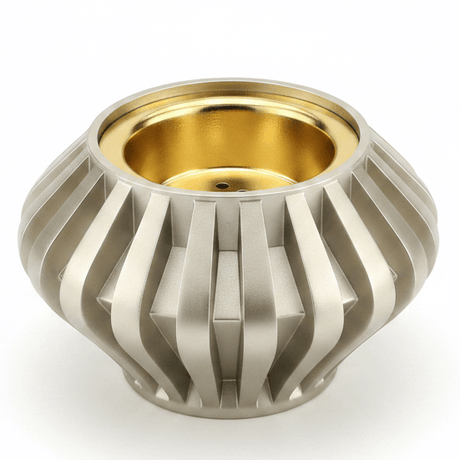 Champagne Gold Chalk Incense Burner | Ribbed Metal Mabkhara | 7cm - Al Kabayel Discount CentreChampagne Gold Chalk Incense Burner | Ribbed Metal Mabkhara | 7cmIncense BurnerAKDCAl Kabayel Discount Centre