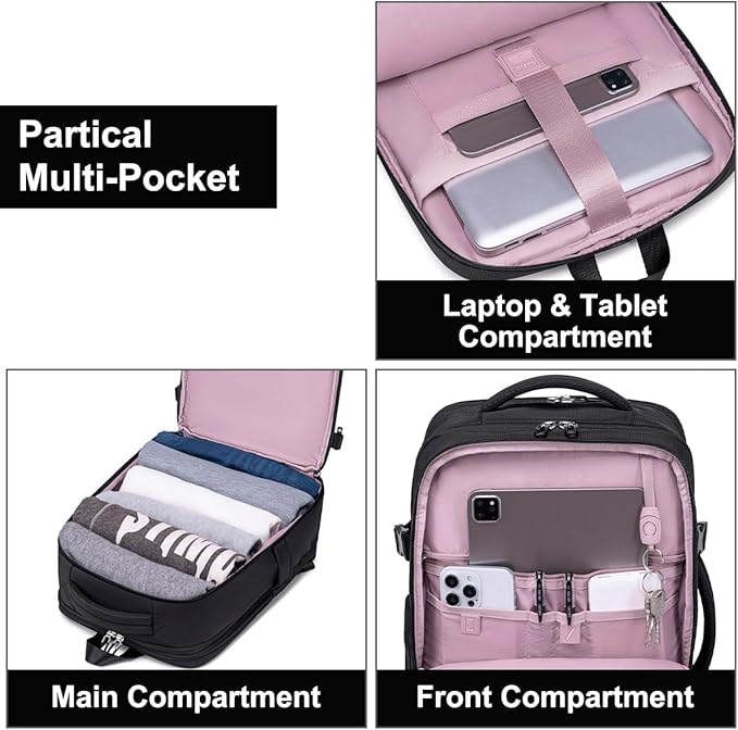 Chantria Expandable Laptop Backpack for Women Water Resistant Multifunctional Anti - Theft Backpack with 180° Opening and Water - Proof Compartment 29.5cm*23.5cm*44cm, 100% Polyester, Black - CB00617 - Al Kabayel Discount CentreChantria Expandable Laptop Backpack for Women Water Resistant Multifunctional Anti - Theft Backpack with 180° Opening and Water - Proof Compartment 29.5cm*23.5cm*44cm, 100% Polyester, Black - CB00617BackpacksCHANTRIAAl Kabayel Discount Centre