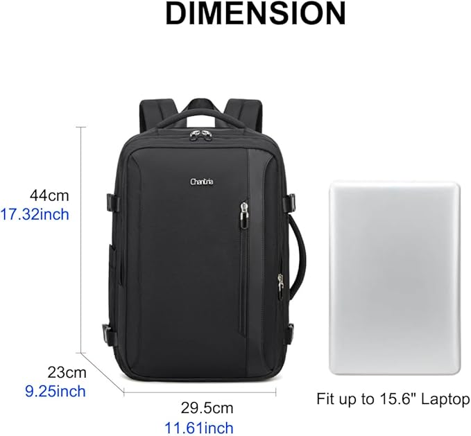 Chantria Expandable Laptop Backpack for Women Water Resistant Multifunctional Anti - Theft Backpack with 180° Opening and Water - Proof Compartment 29.5cm*23.5cm*44cm, 100% Polyester, Black - CB00617 - Al Kabayel Discount CentreChantria Expandable Laptop Backpack for Women Water Resistant Multifunctional Anti - Theft Backpack with 180° Opening and Water - Proof Compartment 29.5cm*23.5cm*44cm, 100% Polyester, Black - CB00617BackpacksCHANTRIAAl Kabayel Discount Centre