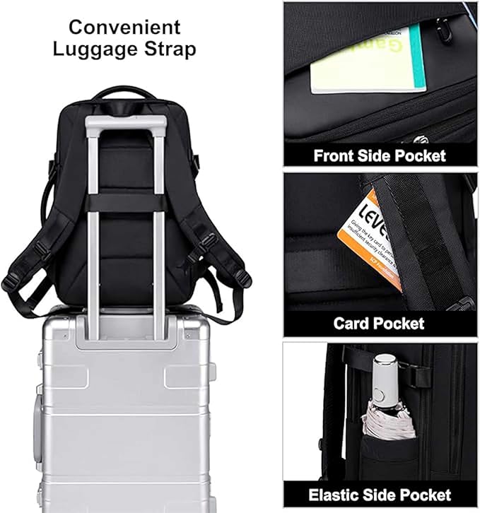 Chantria Expandable Premium Travel Backpack 29.5cm*23.5cm*44cm Water Resistant Multifunctional Backpack with Built in USB port and Headphone Jack for Women, Black - CB00606 - Al Kabayel Discount CentreChantria Expandable Premium Travel Backpack 29.5cm*23.5cm*44cm Water Resistant Multifunctional Backpack with Built in USB port and Headphone Jack for Women, Black - CB00606BackpacksCHANTRIAAl Kabayel Discount Centre