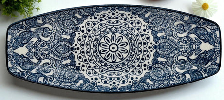Che Brucia Ceramic Boat Shaped Platter 12", Blue Floral Pattern - Al Kabayel Discount CentreChe Brucia Ceramic Boat Shaped Platter 12", Blue Floral PatternServing TraysCHE BRUCIAAl Kabayel Discount Centre