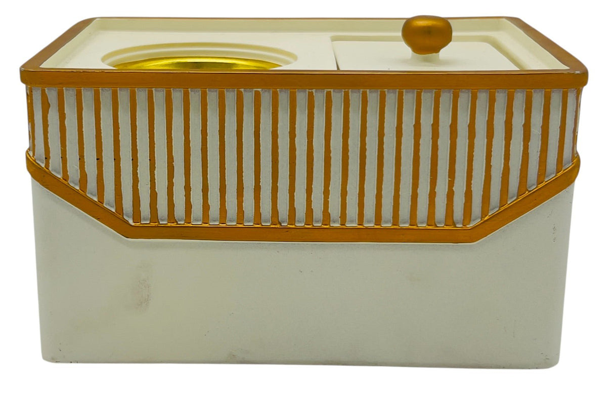 Cherry Luxury Box Shaped Incense Burner 16cm*11cm*8cm,Gypsum and POP Material, White/Gold, 2230 - 32 - Al Kabayel Discount CentreCherry Luxury Box Shaped Incense Burner 16cm*11cm*8cm,Gypsum and POP Material, White/Gold, 2230 - 32Home Décor AccentsCHERRYAl Kabayel Discount Centre