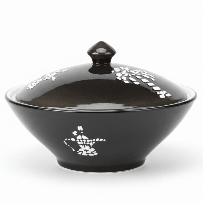 Christian Verucci 10 Inch Classic Black Ceramic Halwa Serving Bowl with Lid – Modern Dessert Dish for Halwa, Pudding and Sweet Presentation - Al Kabayel Discount CentreChristian Verucci 10 Inch Classic Black Ceramic Halwa Serving Bowl with Lid – Modern Dessert Dish for Halwa, Pudding and Sweet PresentationBowlsChristian VerucciAl Kabayel Discount Centre