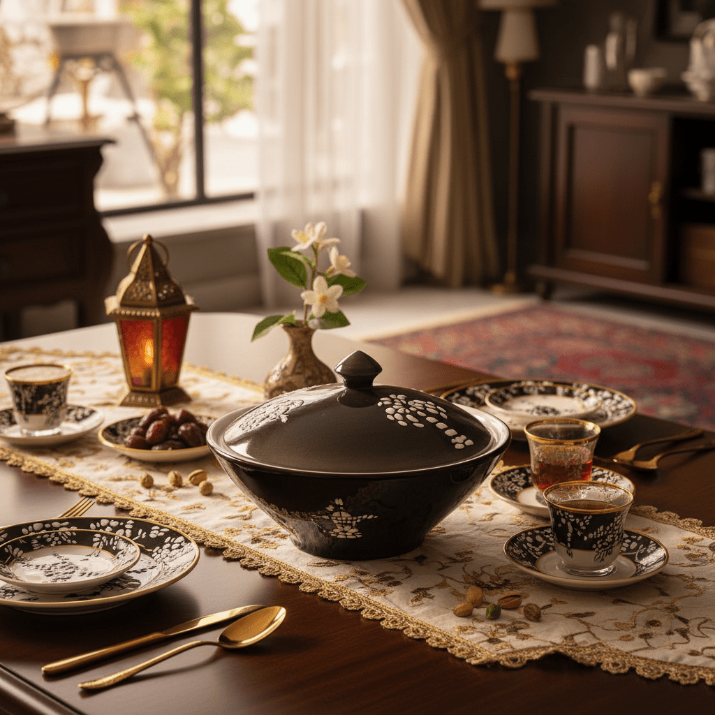 Christian Verucci 10 Inch Classic Black Ceramic Halwa Serving Bowl with Lid – Modern Dessert Dish for Halwa, Pudding and Sweet Presentation - Al Kabayel Discount CentreChristian Verucci 10 Inch Classic Black Ceramic Halwa Serving Bowl with Lid – Modern Dessert Dish for Halwa, Pudding and Sweet PresentationBowlsChristian VerucciAl Kabayel Discount Centre