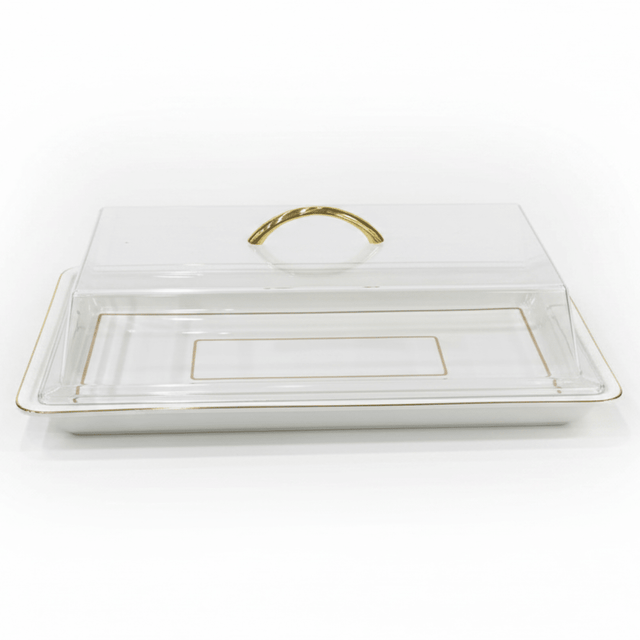 Christian Verucci Rectangle Off-White Ceramic Flat Plate with Clear Acrylic Cover & Handle – 19.25 Inch | - Al Kabayel Discount CentreChristian Verucci Rectangle Off-White Ceramic Flat Plate with Clear Acrylic Cover & Handle – 19.25 Inch |Serving TrayCHRISTIAN VERUCCIAl Kabayel Discount Centre