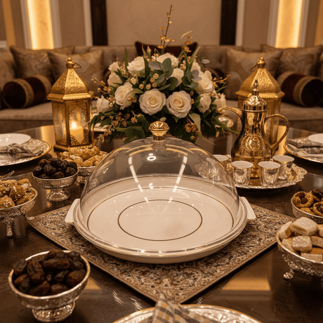 Christian Verucci Round Off-White Cake Plate with Clear Acrylic Dome Cover & Gold Knob Handle | 13.5 Inch | - Al Kabayel Discount CentreChristian Verucci Round Off-White Cake Plate with Clear Acrylic Dome Cover & Gold Knob Handle | 13.5 Inch |Serving TrayCHRISTIAN VERUCCIAl Kabayel Discount Centre