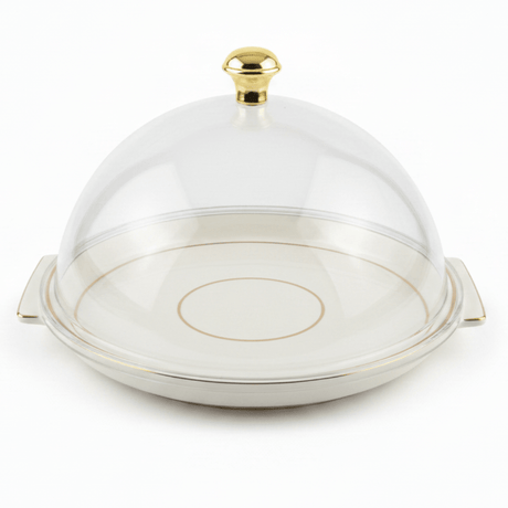 Christian Verucci Round Off-White Flat Plate with Clear Acrylic Dome Cover | Gold Knob Handle | 11.5 Inch | Elegant Serving Platter for Dates, Sweets & Pastries | Ideal for Majlis, Dining & Gifting - Al Kabayel Discount CentreChristian Verucci Round Off-White Flat Plate with Clear Acrylic Dome Cover | Gold Knob Handle | 11.5 Inch | Elegant Serving Platter for Dates, Sweets & Pastries | Ideal for Majlis, Dining & GiftingServing TrayCHRISTIAN VERUCCIAl Kabayel Discount Centre