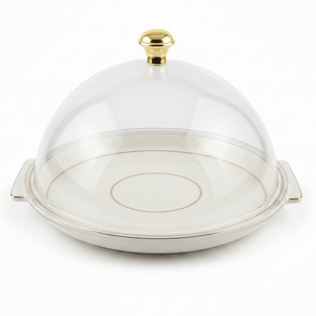 Christian Verucci Round Off-White Flat Plate with Clear Acrylic Dome Cover | Gold Knob Handle | 11.5 Inch | Elegant Serving Platter for Dates, Sweets & Pastries | Ideal for Majlis, Dining & Gifting - Al Kabayel Discount CentreChristian Verucci Round Off-White Flat Plate with Clear Acrylic Dome Cover | Gold Knob Handle | 11.5 Inch | Elegant Serving Platter for Dates, Sweets & Pastries | Ideal for Majlis, Dining & GiftingServing TrayCHRISTIAN VERUCCIAl Kabayel Discount Centre