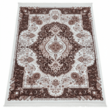 Classic Persian Medallion Carpet | White & Brown Floral Design | Soft Polyester Rug | 190cm × 130cm | - Al Kabayel Discount CentreClassic Persian Medallion Carpet | White & Brown Floral Design | Soft Polyester Rug | 190cm × 130cm |DoormatsAKDCAl Kabayel Discount Centre