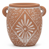 Clay Vase with Embossed Floral Diamond Pattern & Side Handles | Rustic Home Décor Accent | Table Centerpiece | 11cm × 9cm - Al Kabayel Discount CentreClay Vase with Embossed Floral Diamond Pattern & Side Handles | Rustic Home Décor Accent | Table Centerpiece | 11cm × 9cmHome Décor AccentsAKDCAl Kabayel Discount Centre
