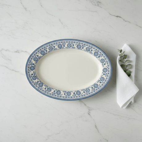 Claytan Off - White Oval Ceramic Platter with Light Blue Floral Design - 14.2 Inch - Al Kabayel Discount CentreClaytan Off - White Oval Ceramic Platter with Light Blue Floral Design - 14.2 InchPlatesCLAYTANAl Kabayel Discount Centre