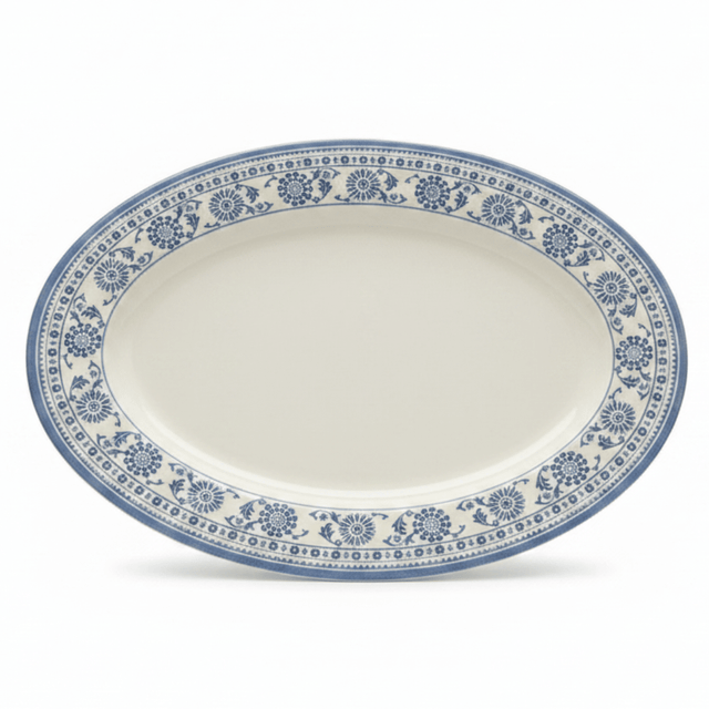 Claytan Off - White Oval Ceramic Platter with Light Blue Floral Design - 14.2 Inch - Al Kabayel Discount CentreClaytan Off - White Oval Ceramic Platter with Light Blue Floral Design - 14.2 InchPlatesCLAYTANAl Kabayel Discount Centre