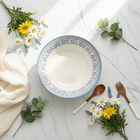 Claytan Off - White Round Ceramic Salad Bowl with Light Blue Floral Design - 9.2 Inch - Al Kabayel Discount CentreClaytan Off - White Round Ceramic Salad Bowl with Light Blue Floral Design - 9.2 InchBowlsCLAYTANAl Kabayel Discount Centre