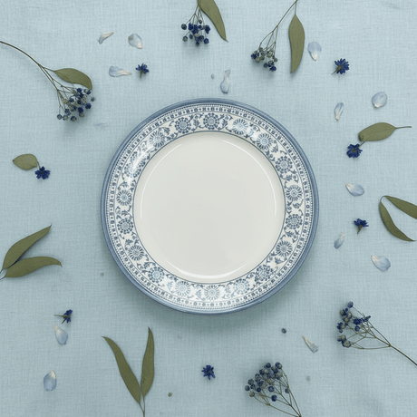 Claytan White Round Ceramic Dinner Plate with Light Blue Floral Design - 10.5 Inch - Al Kabayel Discount CentreClaytan White Round Ceramic Dinner Plate with Light Blue Floral Design - 10.5 InchPlatesCLAYTANAl Kabayel Discount Centre