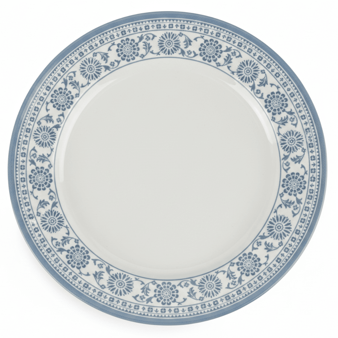 Claytan White Round Ceramic Dinner Plate with Light Blue Floral Design - 10.5 Inch - Al Kabayel Discount CentreClaytan White Round Ceramic Dinner Plate with Light Blue Floral Design - 10.5 InchPlatesCLAYTANAl Kabayel Discount Centre