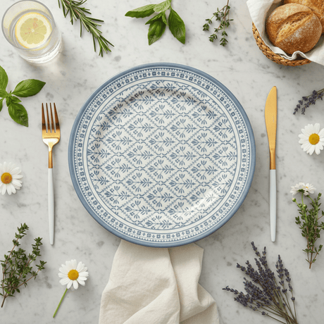 Claytan White Round Ceramic Salad Plate with Light Blue Floral Design - 8.2 Inch - Al Kabayel Discount CentreClaytan White Round Ceramic Salad Plate with Light Blue Floral Design - 8.2 InchPlatesCLAYTANAl Kabayel Discount Centre