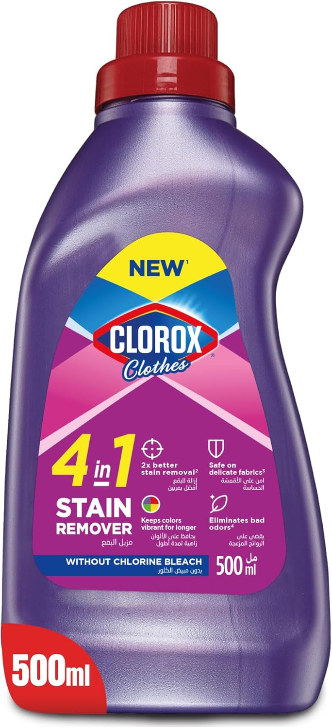 Clorox Clothes 4 - in - 1 Stain Remover 500ml, Without Chlorine Bleach, Keep Colors Vibrant for Longer - Al Kabayel Discount CentreClorox Clothes 4 - in - 1 Stain Remover 500ml, Without Chlorine Bleach, Keep Colors Vibrant for LongerLaundry CareCLOROXAl Kabayel Discount Centre
