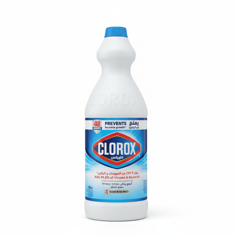 Clorox Liquid Bleach Kills 99.9% of Viruses and Bacteria, 48 Hours Prevents Bacteria Growth, Removes Stains - 950ml - Al Kabayel Discount CentreClorox Liquid Bleach Kills 99.9% of Viruses and Bacteria, 48 Hours Prevents Bacteria Growth, Removes Stains - 950mlHousehold CleaningCLOROXAl Kabayel Discount Centre