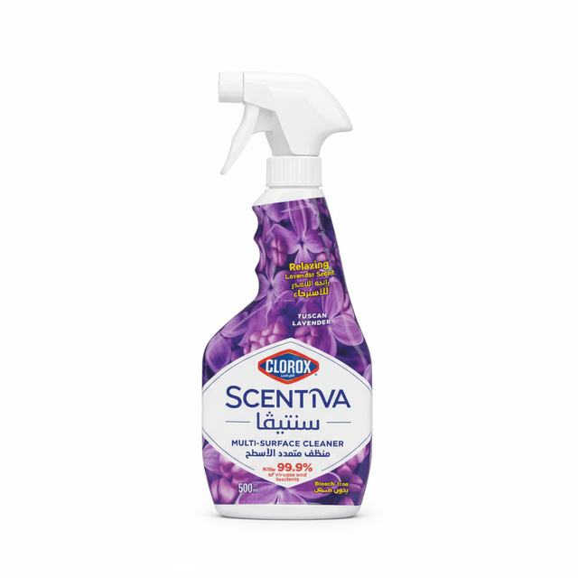 Clorox Scentiva Multi Surface Cleaner Tuscan Lavender Bleach Free Disinfectant Spray - 500 ml - Al Kabayel Discount CentreClorox Scentiva Multi Surface Cleaner Tuscan Lavender Bleach Free Disinfectant Spray - 500 mlHousehold CleaningCLOROXAl Kabayel Discount Centre