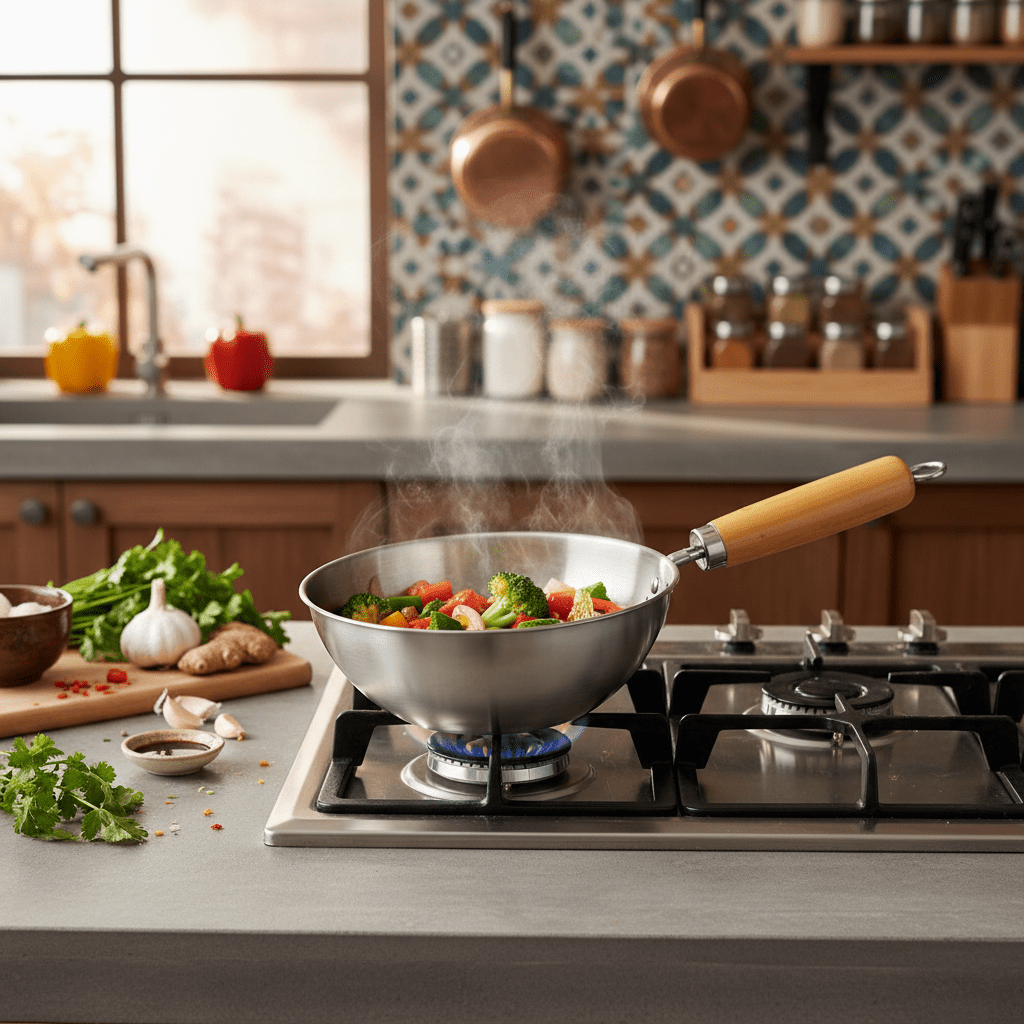 Compact Stainless Steel Stir - Fry Wok with Ergonomic Wooden Handle – Everyday Cooking Pan (1200 ml) - Al Kabayel Discount CentreCompact Stainless Steel Stir - Fry Wok with Ergonomic Wooden Handle – Everyday Cooking Pan (1200 ml)Frying Pans & SkilletsAKDCAl Kabayel Discount Centre