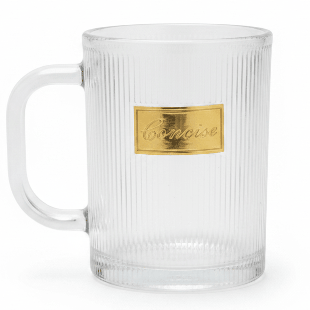 Concise Ribbed Glass Mug 300ml — Gold Edition - Al Kabayel Discount CentreConcise Ribbed Glass Mug 300ml — Gold EditionMugsConciseAl Kabayel Discount Centre
