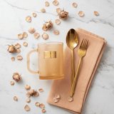 Concise Tinted Peach Ribbed Glass Mug — 300ml | Gold Embossed | Premium Glassware - Al Kabayel Discount CentreConcise Tinted Peach Ribbed Glass Mug — 300ml | Gold Embossed | Premium GlasswareMugsConciseAl Kabayel Discount Centre