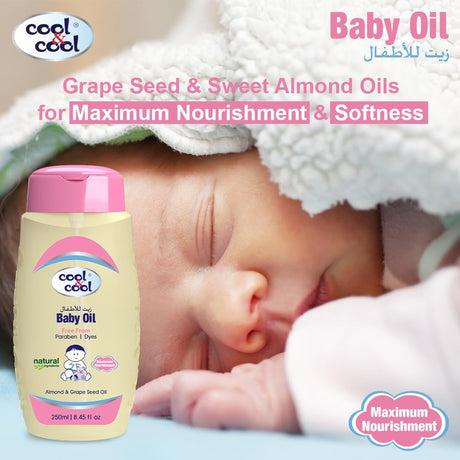 Cool & Cool Baby Oil – 250ml | Paraben & Dye Free | Almond & Grape Seed Oil - Al Kabayel Discount CentreCool & Cool Baby Oil – 250ml | Paraben & Dye Free | Almond & Grape Seed OilBaby ProductsCOOL & COOLAl Kabayel Discount Centre