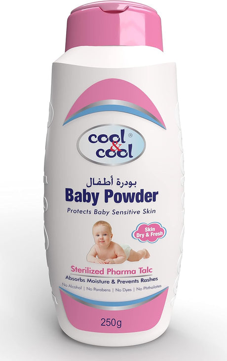 Cool & Cool Sterilized Baby Powder 250g – Sensitive Skin Protection | Alcohol - Free | Talc - Based - Al Kabayel Discount CentreCool & Cool Sterilized Baby Powder 250g – Sensitive Skin Protection | Alcohol - Free | Talc - BasedBaby ProductsCOOL & COOLAl Kabayel Discount Centre