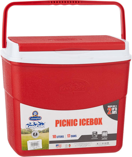 COSMOPLAST Picnic Ice Box 10 Liter, Hold upto 17 Cans, Keep Ice upto 2 Days, Red - Al Kabayel Discount CentreCOSMOPLAST Picnic Ice Box 10 Liter, Hold upto 17 Cans, Keep Ice upto 2 Days, RedCoolersCOSMOPLASTAl Kabayel Discount Centre