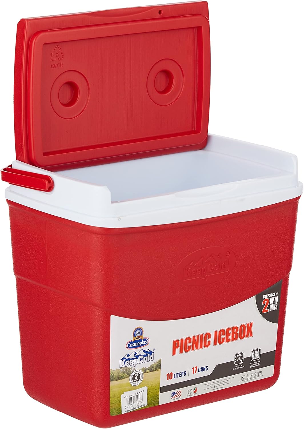 COSMOPLAST Picnic Ice Box 10 Liter, Hold upto 17 Cans, Keep Ice upto 2 Days, Red - Al Kabayel Discount CentreCOSMOPLAST Picnic Ice Box 10 Liter, Hold upto 17 Cans, Keep Ice upto 2 Days, RedCoolersCOSMOPLASTAl Kabayel Discount Centre