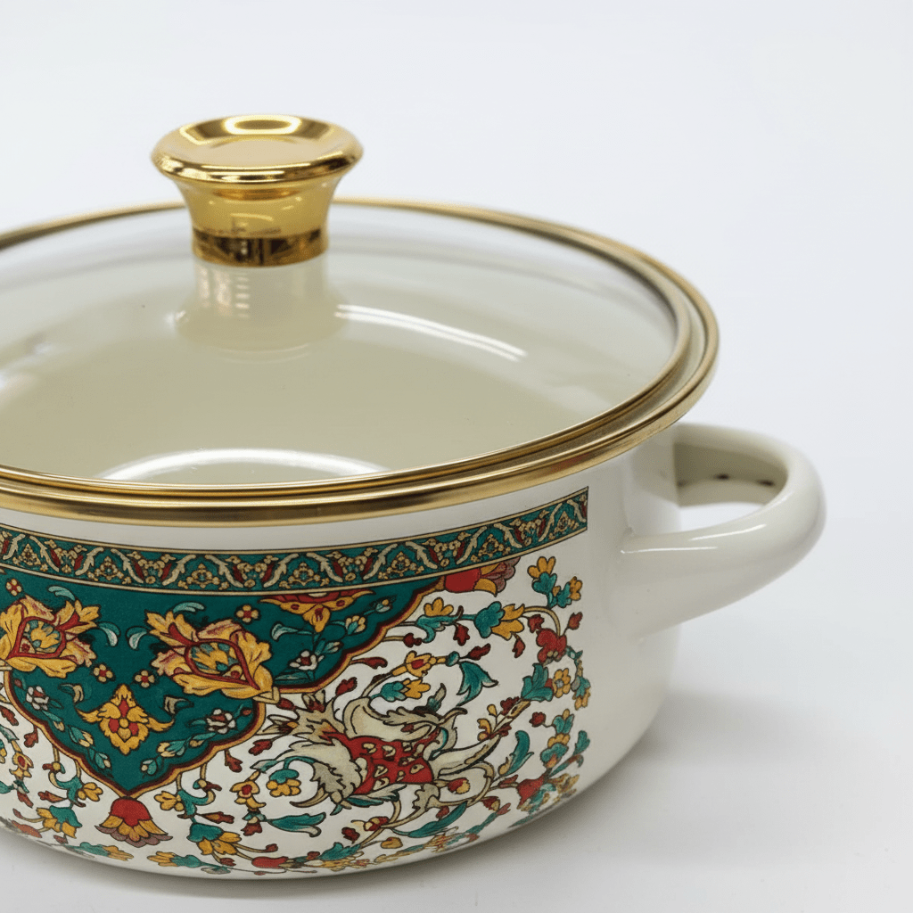 Cream 3-Piece Enamel Casserole Set with Floral Design - 12 cm / 14 cm / 16 cm - Al Kabayel Discount CentreCream 3-Piece Enamel Casserole Set with Floral Design - 12 cm / 14 cm / 16 cmCasserolesAKDCAl Kabayel Discount Centre