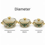Cream 3-Piece Enamel Casserole Set with Floral Design - 12 cm / 14 cm / 16 cm - Al Kabayel Discount CentreCream 3-Piece Enamel Casserole Set with Floral Design - 12 cm / 14 cm / 16 cmCasserolesAKDCAl Kabayel Discount Centre